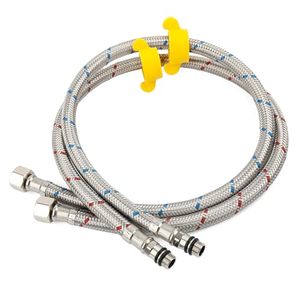 lot 12564 image: Klabb F18 32-Inch Long Bathroom Kitchen Faucet Connector Braided Stainless Steel Supply Hose 38-Inch Female Compression Thread x M10 Male Connector, x 2 Pcs (1 Pair)