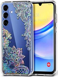 lot 12571 image: Coolwee for Galaxy A15 5g Phone Case, Cute Clear Glitter, (6.6 FT Military Drop Protection) Women Floral Slim Crystal Lace Bling Hard Back Soft TPU Bumper Protective for Samsung A15 5g case Mandala