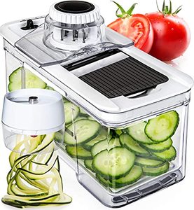 lot 12578 image: PrepNaturals 6 in 1 Vegetable Chopper with Container, Veggie Chopper, Vegetable Cutter, Food Chopper & Onion Chopper - Onion Chopper Dicers, Choppers, Mandoline Slicer for Kitchen (BlackWhite)