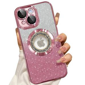 lot 12589 image: Misscase for iPhone 13 Magnetic Glitter Case Compatible with MagSafe,Full Protection Slim Shockproof Anti-Scratch Case with Camera Lens Protector Logo View Dust-Proof Net for Women Pink