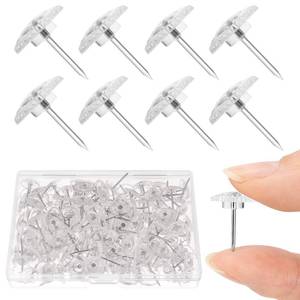 lot 12594 image: 150PCS Clear Thumb Tacks, Standard Clear Push Pins Steel Point and Transparent Plastic Head for Bulletin Board, Fabric Marking, Crafts and Office Organization� (clear)