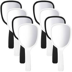 lot 12596 image: Jetec Small Handheld Hand Mirror Compact Travel Makeup Mirror Handheld Cosmetic Personal Mirror Portable Vanity Mirror 3.15  7.09inch(Black, White,8 Pcs)