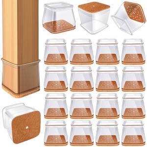 lot 12598 image: 24 Pcs Chair Leg Floor Protectors for Hardwood Floors Square Silicone Covers to Protect Wood Tile Floors Felt Pads Furniture Leg Caps Non-Slip Reduce Noise (Fit1.61-2.2)