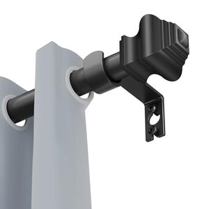 lot 12611 image: Curtain Rods for Windows 30-46 inch, 58 inch Matte Black Curtain Rod with Brackets, Heavy Duty Curtain Rods Adjustable by Splicing, for Bedroom Kitchen Study Living Room(30 or 46)