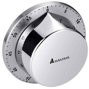 lot 12618 image: Albayrak Kitchen Timers for Cooking, Chef Cooking Timer Clock with Loud Alarm, No Batteries Required, 100% Mechanical Desk Timer - Magnetic Backing, Exquisite Stainless Steel Body Magnetic Timer