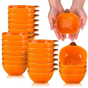 lot 12621 image: 13 count pumpkin Dandat Fall Ramekins 6 oz Oven Safe Pumpkin Ceramic Ramekins Small Creme Brulee Dishes Dipping Pumpkin Baking Dish Pumpkin Shaped Bowl Plates for Serving Dip, Sauce, Condiments and Snack (24 Pcs)