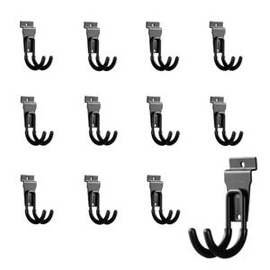 lot 12630 image: PYBTOOL 12Pack Slatwall Hooks Heavy Duty Slatwall Accessories Garage Small J Slatwall Hooks and Hangers, Black(Small J Hook)