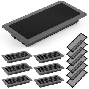 lot 12646 image: Therwen 12 Pcs Floor Vent Register with Magnetic Screen Cover Set Including 6 Pcs Walkable Steel Floor Register 6 Pcs Floor Vent Cover Mesh Filter for Home Floor Replace (Dark Grey,4 x 10)