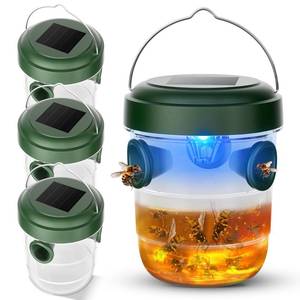 lot 12653 image: X-PEST Carpenter Bee Wasp Trap 4 Packs,Solar Powered Trap for Wasp Carpenter Bee Yellow Jacket Hornet Outdoor Hanging Design Flying Insect Trap