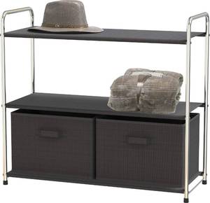 lot 12660 image: Simple Houseware 3-Tier Closet Storage with 2 Drawers, Dark Grey