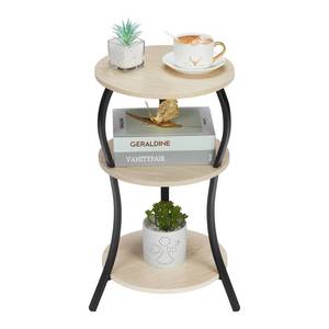 lot 12671 image: Vintage Small Round Side Table, 3-Tier Slim Waist Circular End Table with Storage Shelf, Compact Tea Sofa Side Table, Round Corner Coffee Table Nightstand for Living Room Bedroom Small Spaces,Oak