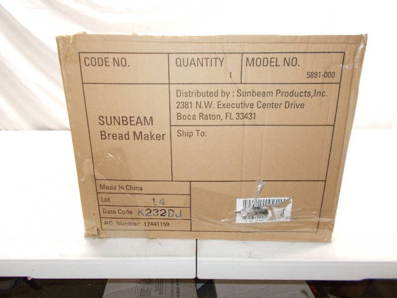 lot 1362 image: sunbeam bread maker