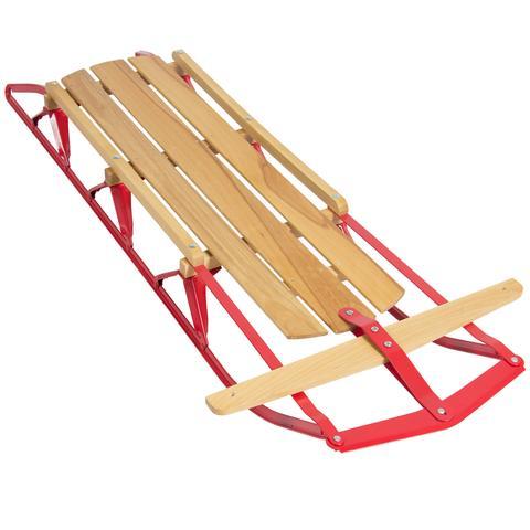 lot 1342 image: wood snow sled with metal rails
