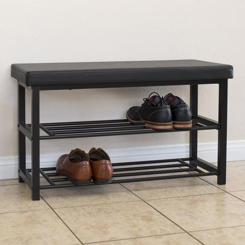 lot 1345 image: metal shoe rack and bench
