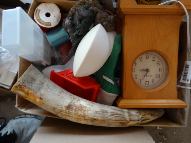 lot 144 image: Box of Home Decor & Crafting Supplies.