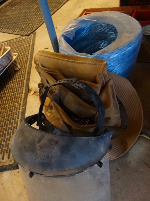 lot 175 image: Safety Visor, Carpenters Belt, Partial Roll of Twine.