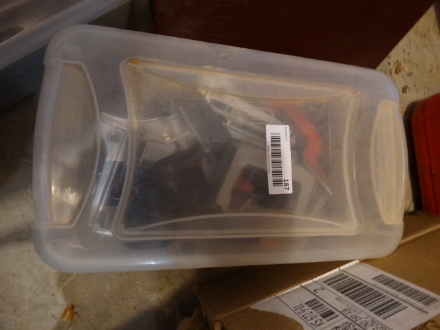 lot 187 image: Small Lidded Tub of Clamps.