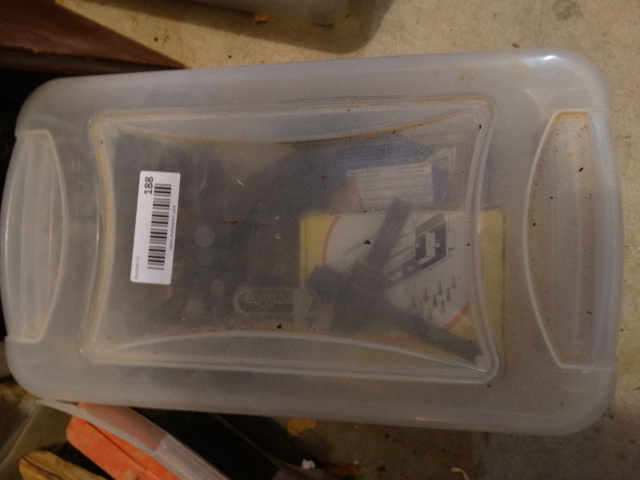 lot 188 image: Small Lidded Tub of Woodworking Tools & Bits.