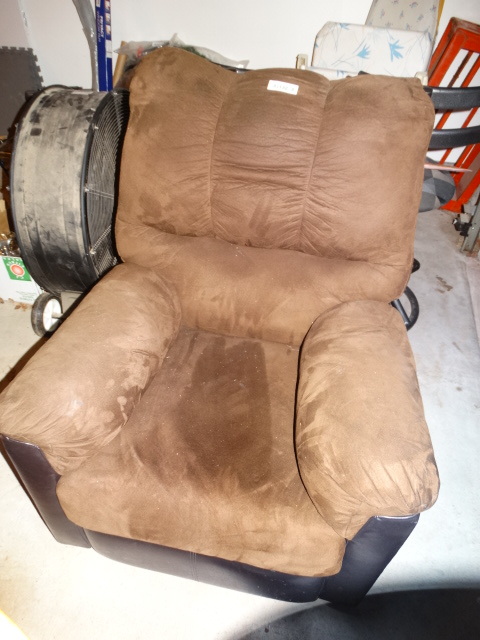 lot 203 image: Brown Micro-Suede Recliner.
