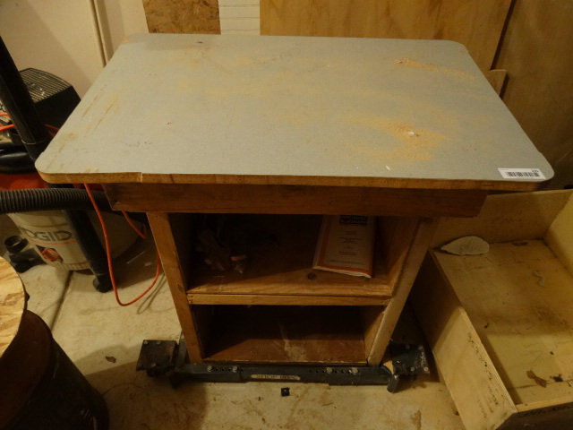 lot 235 image: Handmade Shop Work Table on Shop Fox Cart.
