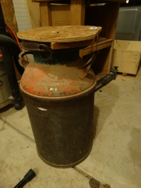 lot 236 image: Stool made from an Old Milk Canister.