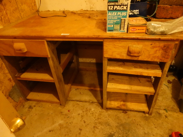 lot 250 image: Large Custom Made Wood ShopWork Bench - Items on Top Not Included.