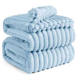 lot 12760 image: Bedsure Blue Fleece Blanket for Couch - Super Soft Cozy Queen Blankets for Women, Cute Small Blanket for Girls, 90x90 Inches