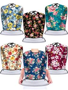 lot 15678 image: Eurzom 6 Pcs Adult Bibs for Eating with Crumb Catcher Washable Eating Bib Flower Butterfly Reusable Waterproof Clothing Protector Eating Cloth for Adults Women Men Elderly Seniors (Vivid Pattern)