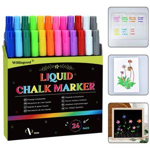 lot 15680 image: DealKits 24 x Chalk Markers, Liquid Chalk Markers Chalkboard Markers for Acrylic Fridge Calendar Board,Window, Mirror,Glass,12 Vibrant Colors, 1mm Fine Points