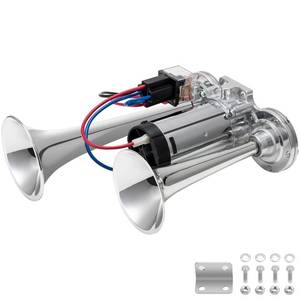 lot 15687 image: FARBIN Air Horn 24v Train Horn Truck Horn with Compressor 24v Airhorns Horn Loud Dual Trumpet Chrome Plating for Any 24V Vehicles