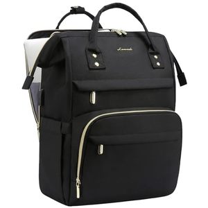 lot 15689 image: LOVEVOOK Laptop Backpack for Women, 15.6 Inch Travel Backpack with Laptop Compartment, Water Resistant Work Backpack for Teacher Nurse Doctor, Anti-theft Computer Bag with Charger, Black