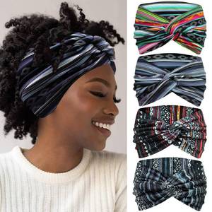 lot 16173 image: IVARYSS Extra Wide Boho Headbands for Women Non-Slip, 7 Large Twist Knotted Stretchy Wraps Head Bands Hair Accessories, 4 Pack