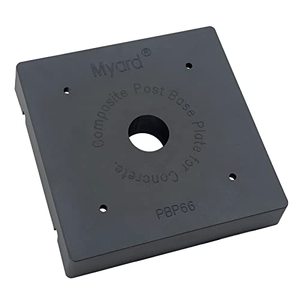 lot 16182 image: PBP Myard 6x6 Post Base Plate for Wood Post, Anti-UV Sturdy 1-inch Stand-Off Wood to Concrete Base Plate, Thickened Sides, Support Patio Decking, Pavilion, Porch, Handrail Railing (6 x 6, 4-Pack)