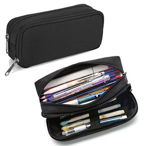 lot 16183 image: Della Gao Pencil Case Large Capacity Pencil Pouch Aesthetic Pen Bag Office Stationery Organizer Simple Sturdy Multifunctional Pencil Bag for Men - Black