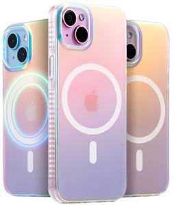 lot 16184 image: LONLI Hue - for iPhone 15 Plus Case Compatible with Magsafe - Holographic Iridescent - 10FT Drop Plustection 4 Airbag Cushioned Corners - Cute, Unique and Aesthetic (2023)