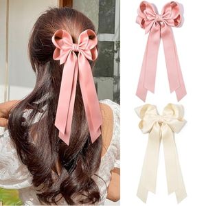 lot 16185 image: Aileam Hair Clip 2PCS Beige Pink Hair Bow Ribbon with Metal Clip for Women Girls Toddlers Teens Kids