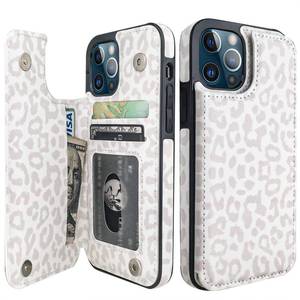 lot 16199 image: HAOPINSH for iPhone 1212 Pro Wallet Case with Card Holder, White Leopard Cheetah Pattern Back Flip Folio PU Leather Kickstand Card Slots Case for Women Girls, Double Magnetic Shockproof 6.1