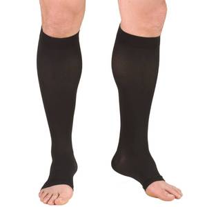 lot 16200 image: Truform 15-20 mmHg Compression Stockings for Men and Women, Knee High Length, Open Toe, Black, X-Large