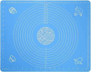 lot 16205 image: Silicone Baking Mat for Pastry Rolling Dough with Measurements,19.7 x 15.7 BPA Free Non stick and Non Slip Blue Table Sheet Baking Supplies for Bake Pizza Cake