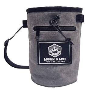 lot 16208 image: Chalk Bag for Rock Climbing Waxed Canvas Climbing Chalk Bag wDrawstring, Adjustable Belt, 2 Large Zippered PocketsWater Resistant Rock Climbing Chalk Bag Climbing Chalk Bags Chalk Bag Bouldering