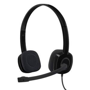 lot 16220 image: Logitech H151 Wired Headset, Analog Stereo Headphones with Rotating Noise-Cancelling Microphone, 3.5 mm Audio Jack, In-Line Controls, PCMacLaptopTabletSmartphone - Black