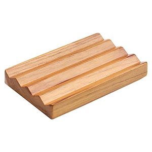 lot 16221 image: Teak Soap Dish for Shower by HTB, Wood Decorative Bath Soap Holder Heightened Base Design to Keep Soap Dry in Kitchen, Bathroom, Sink, Bathtub, Cute Wooden soap Saver for Hand Face Shampoo Bar (1pcs)