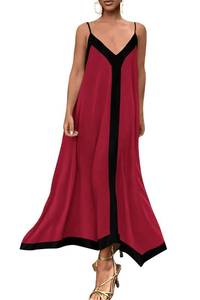 lot 16225 image: PRETTYGARDEN Womens 2024 Elegant Summer Dress V Neck Spaghetti Strap Flowy Maxi Cocktail Party Dresses (Wine Red,Small)