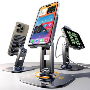 lot 16237 image: LISEN 2 Pack Folding Cell Phone Stand, Fully Adjustable Foldable Desktop Phone Holder Cradle Dock Compatible with Phone 15 14 13 12 11 Pro Xs Xs Max Xr X 8, Nintendo Switch, All Phones, Black