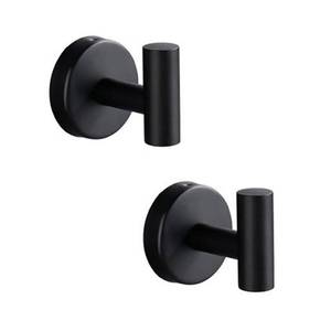 lot 16242 image: KONLREMA Matte Black Towel Hooks 304 Stainless Steel Bathroom Coat Hook Robe Hook Towel Robe Clothes Cabinet Closet Wall Hook for Bathroom Bedroom Kitchen Hotel Pool 2 Packs Round Perforated