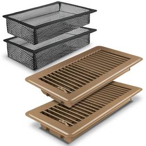 lot 16247 image: Floor Vent Covers 4 x 10 with Air Vent Filter Mesh 2 Pack, Metal Floor Register 4 x 10 - Heavy Duty Walkable Vent Covers for Home Floor, Premium Finish, Brown