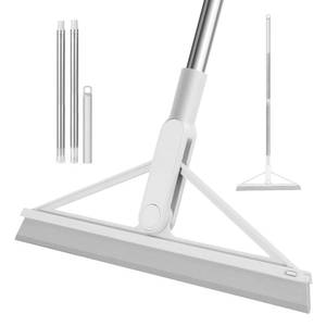lot 16259 image: Fzaqwen Magic Squeegee Broom for Floor - Multifunction Rubber Brooms with 41 Adjustable Handle Household Cleaning Sweeper for Pet Hair, Carpet, Water