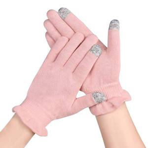 lot 16260 image: Donfri Cotton Moisturizing Gloves Overnight 2 Pairs Touchscreen Fingers for SPA Dry Hands Hand Care Day and Night Moisturizing (Small-Pink)