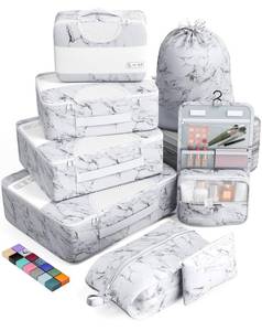 lot 16264 image: Veken 8 Set Packing Cubes for Suitcases, Travel Bag Organizers for Carry on Luggage, Suitcase Organizer Bags Set for Travel Essentials Travel Accessories in 4 Sizes(Extra Large, Large, Medium, Small)