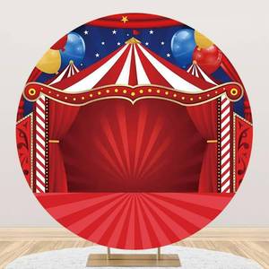 lot 16268 image: Renaiss 7x7ft Circus Tent Round Backdrop Cover Carnival Night Theme Circle Photography Background Big Top Tent Red Stripes Stage Baby Shower Newborn Kids Birthday Party Decors Photo Booth Props